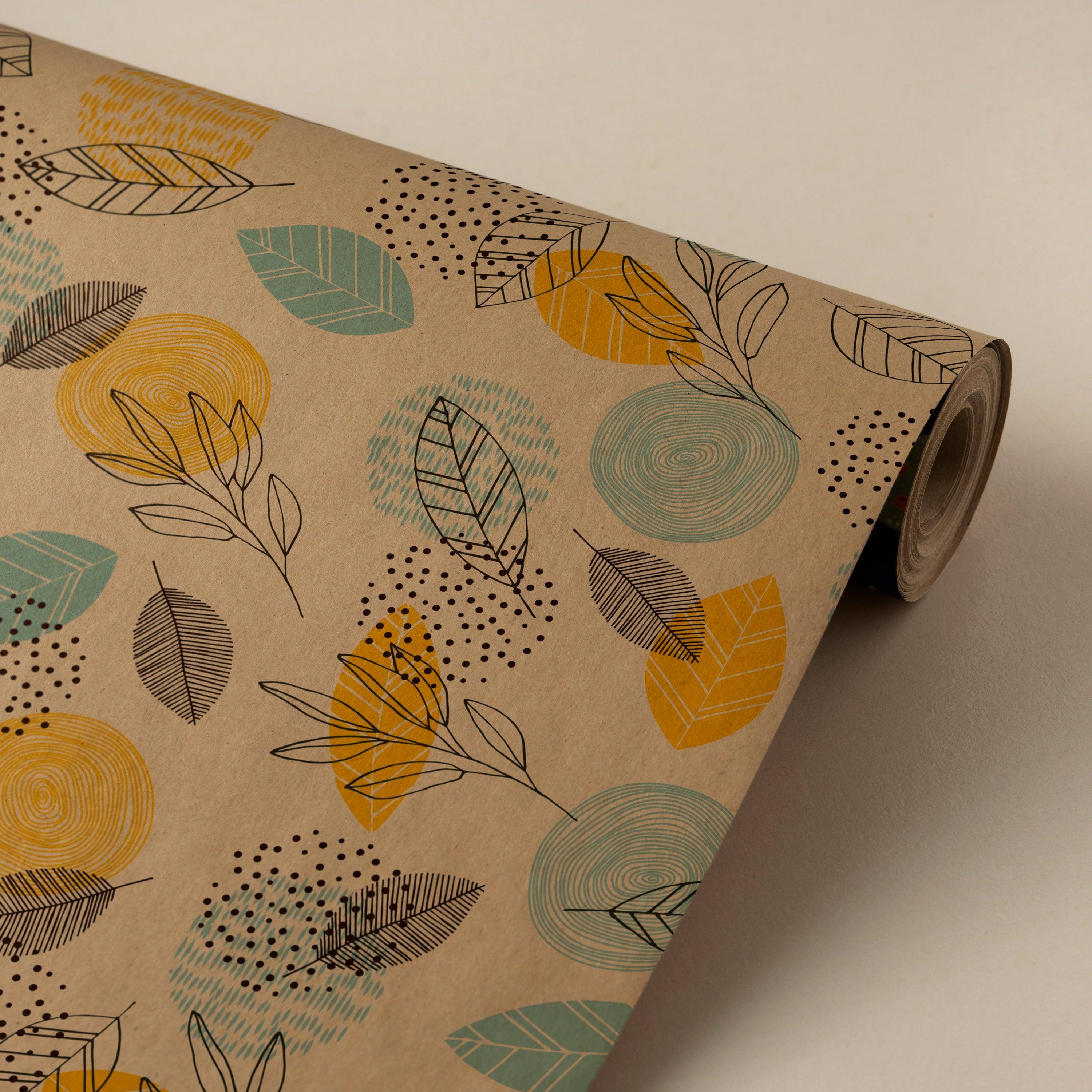 papier craft papier cadeau floral jaune et bleu