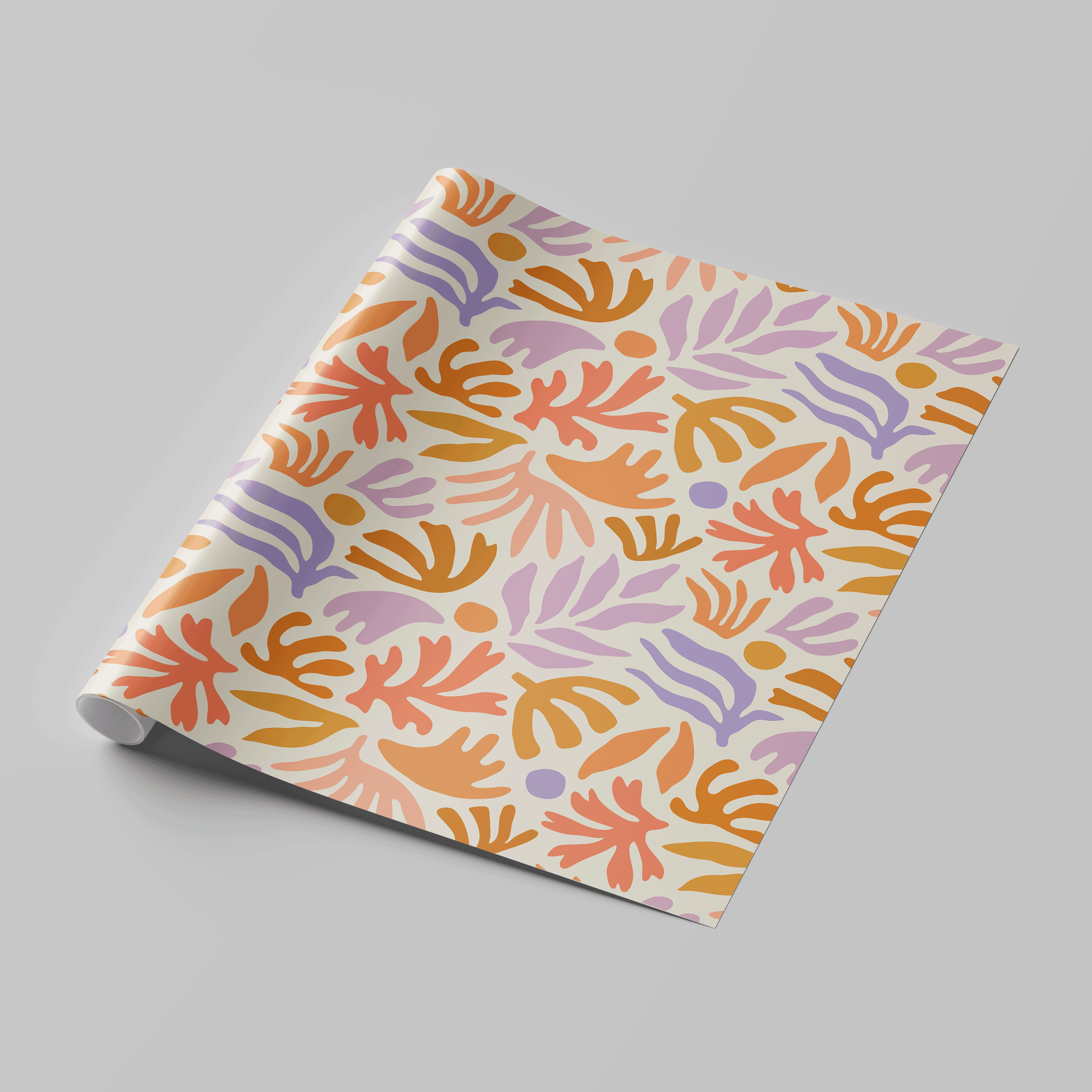 papier blanc papier cadeau floral orange et violet