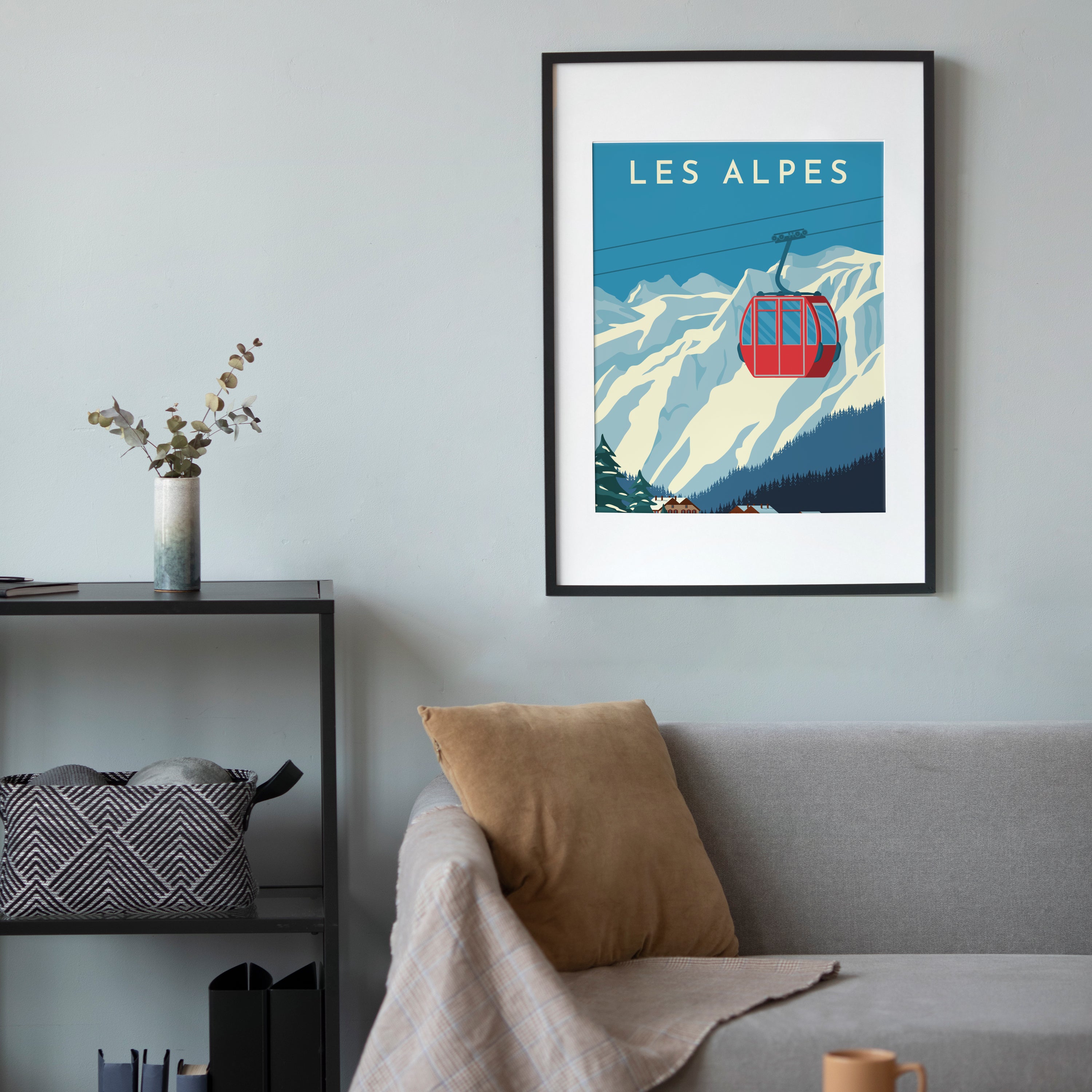 Affiche Les Alpes cadre noir salon