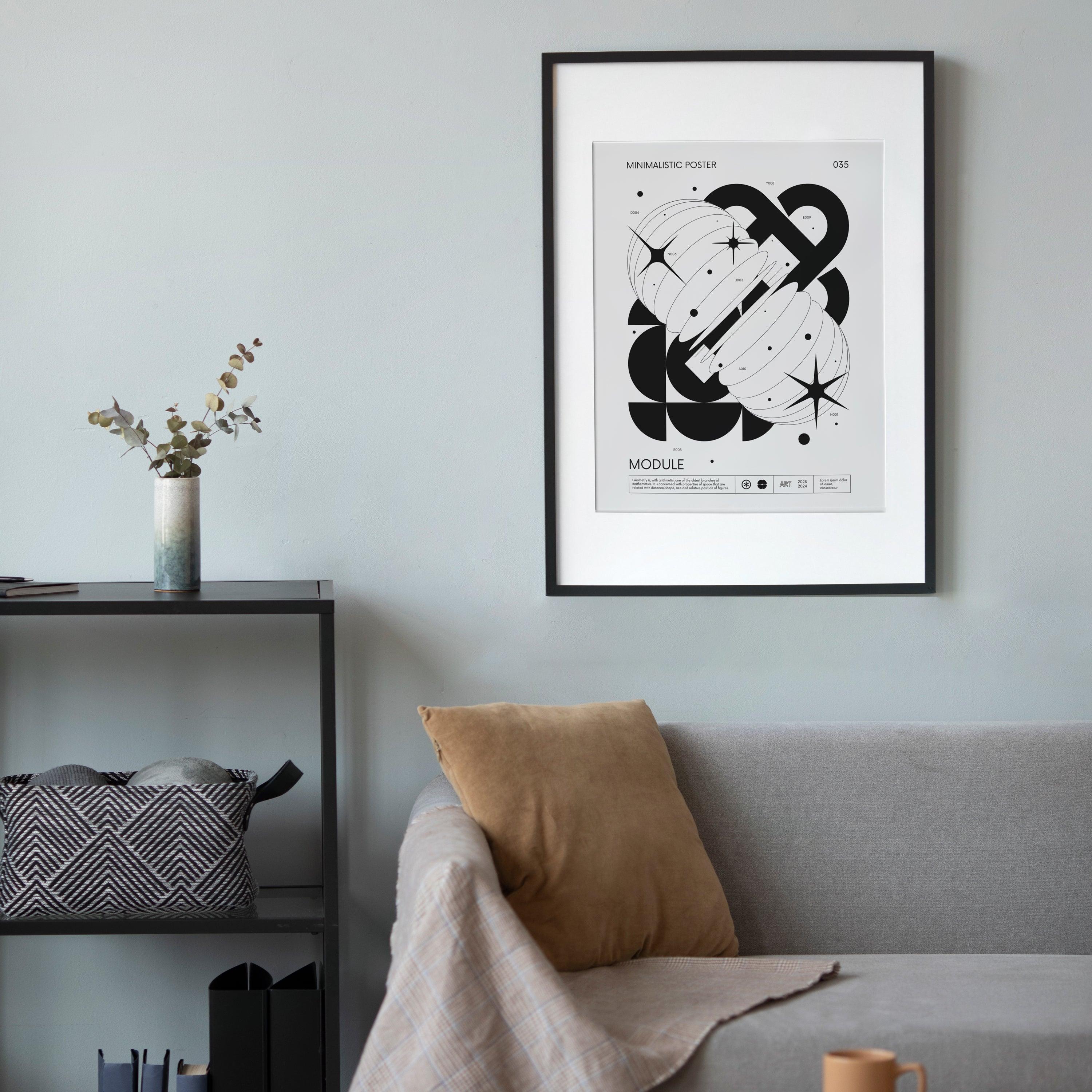 affiche noir & blanc Module cadre noir