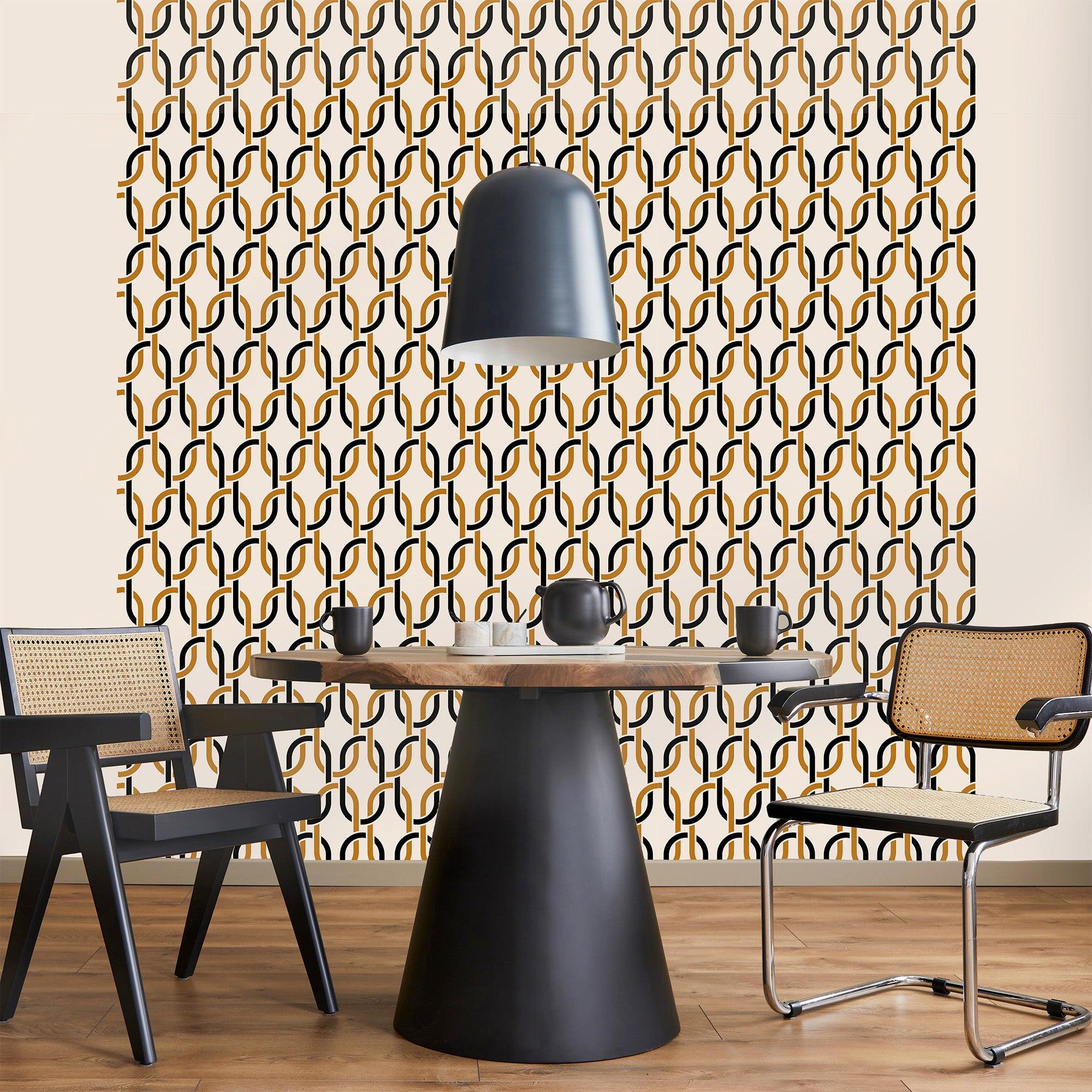 salle à manger papier peint motifs contemporain