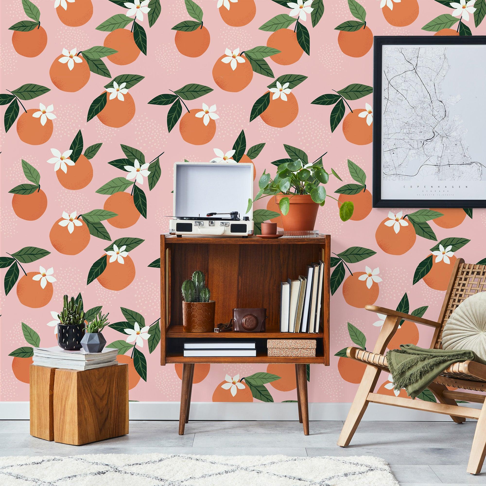 papier peint motifs clementines 