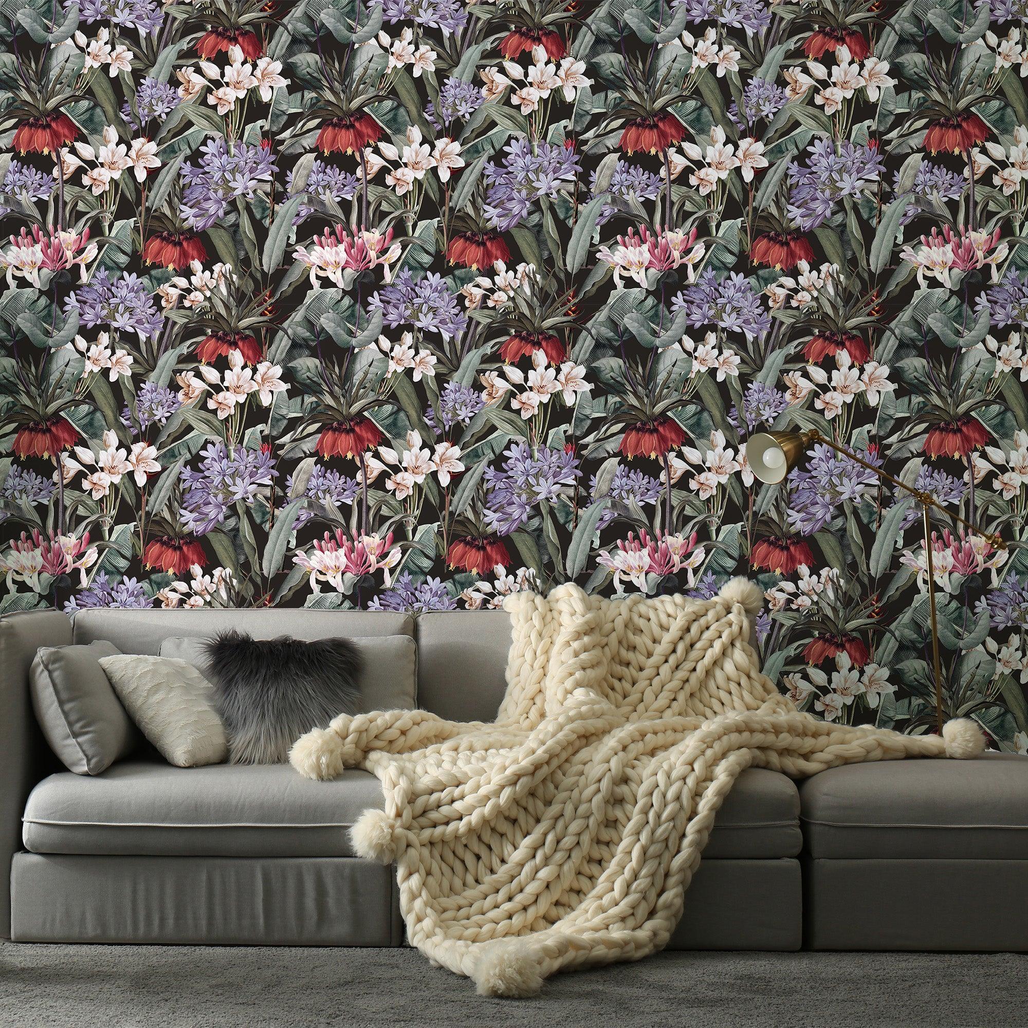 papier peint motifs fleurs dahlia