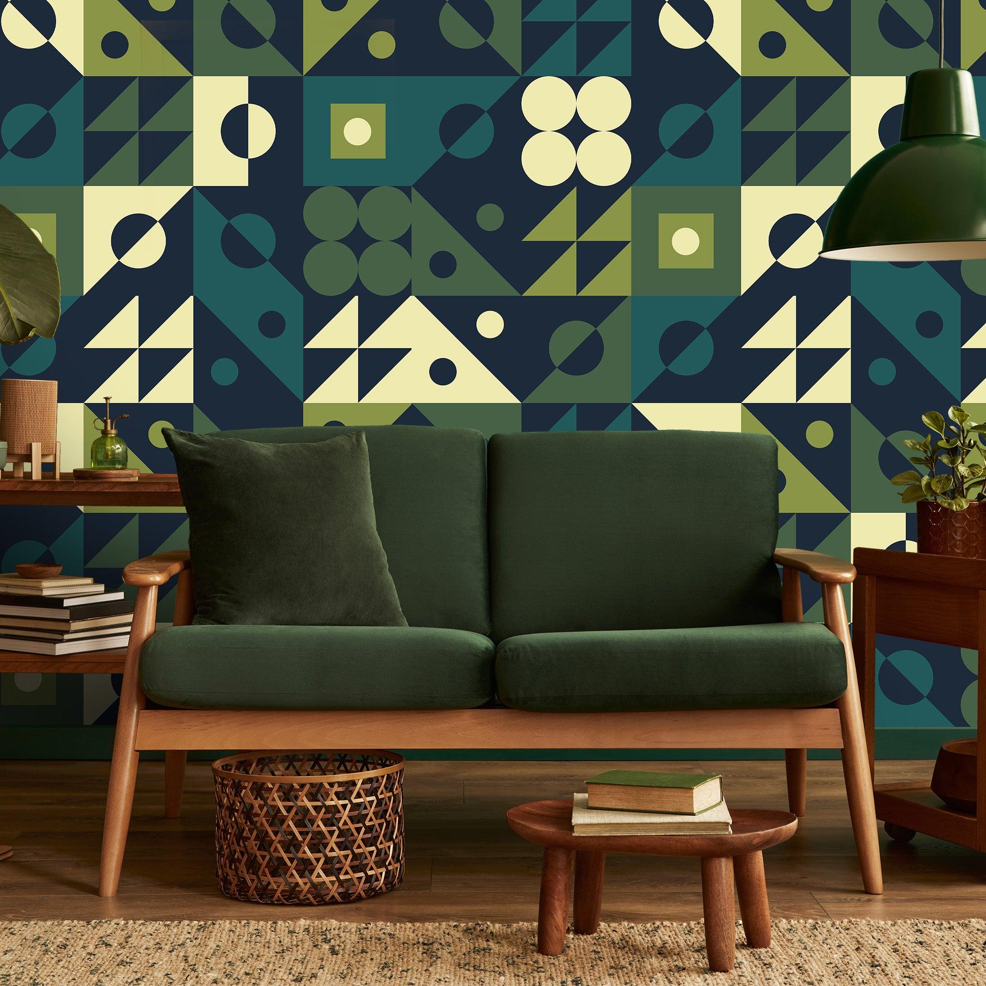 papier peint motifs geometriques retro