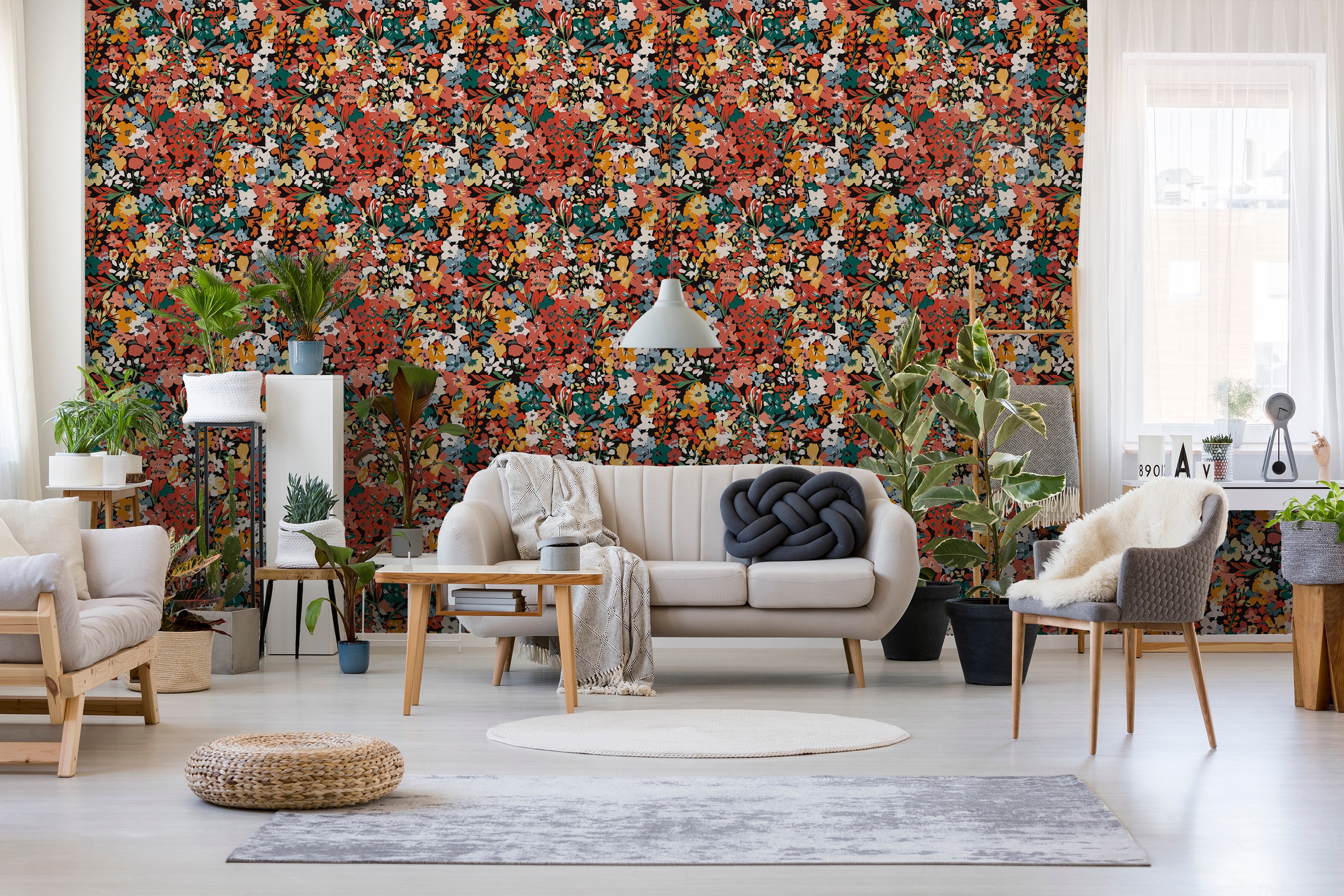 salon papier peint floral Hortense