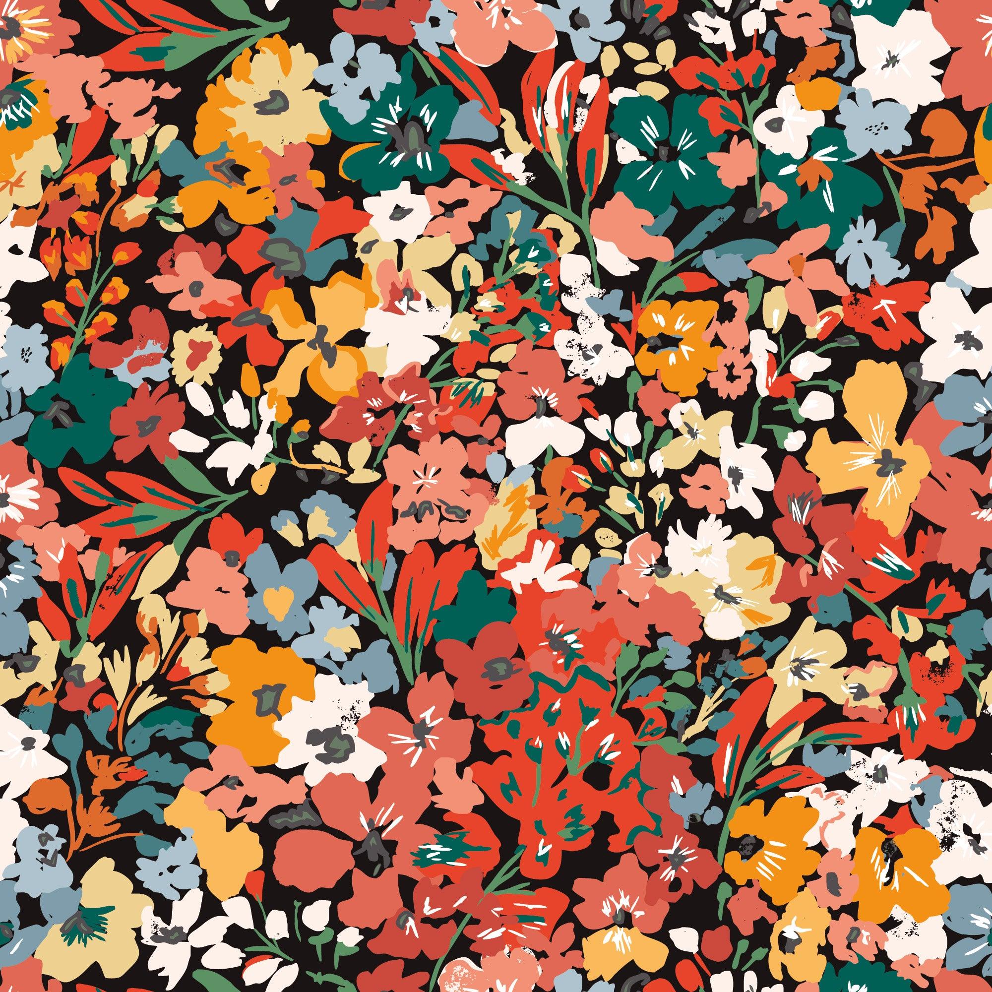 papier peint motifs fleurs colores