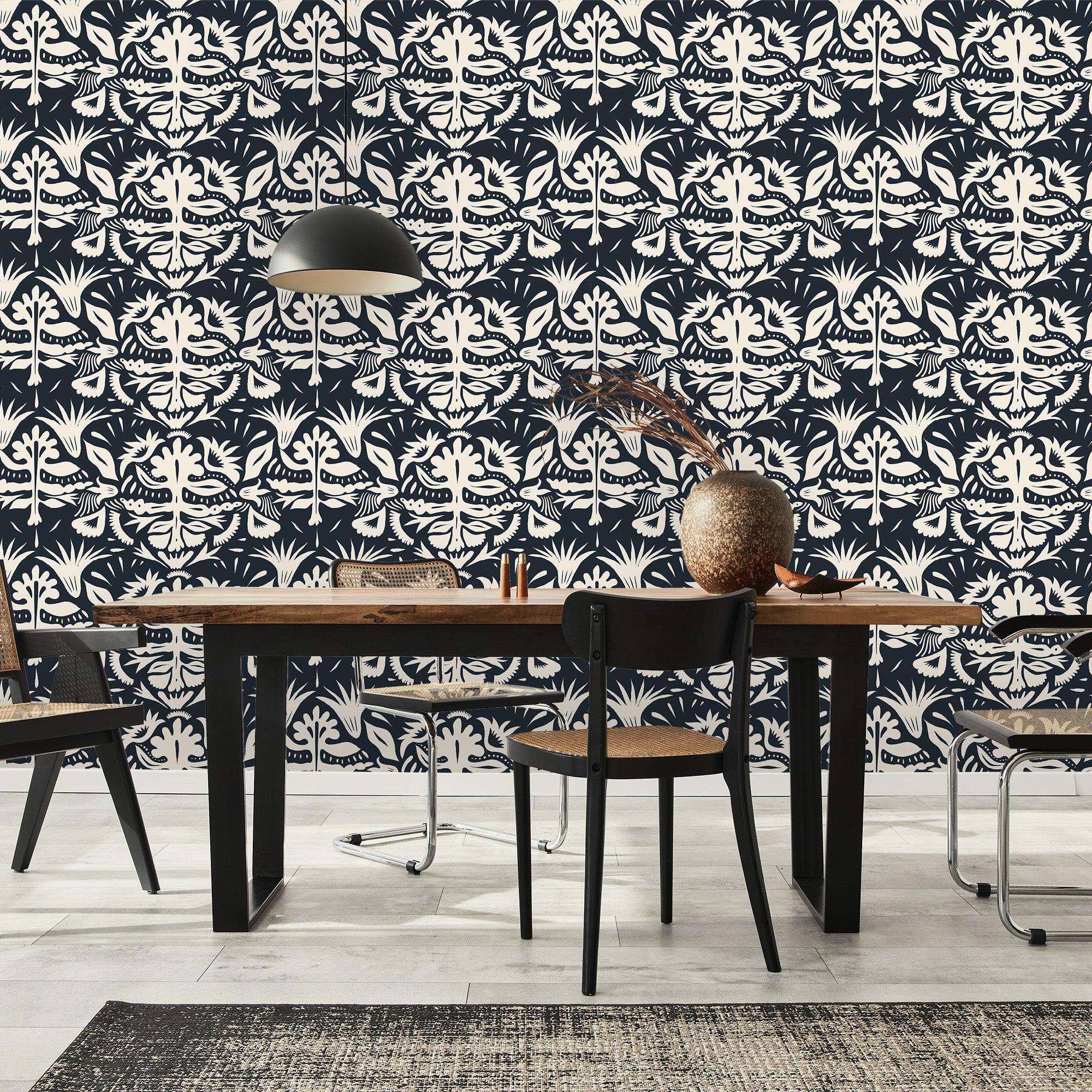 papier peint motifs organiques fleurs