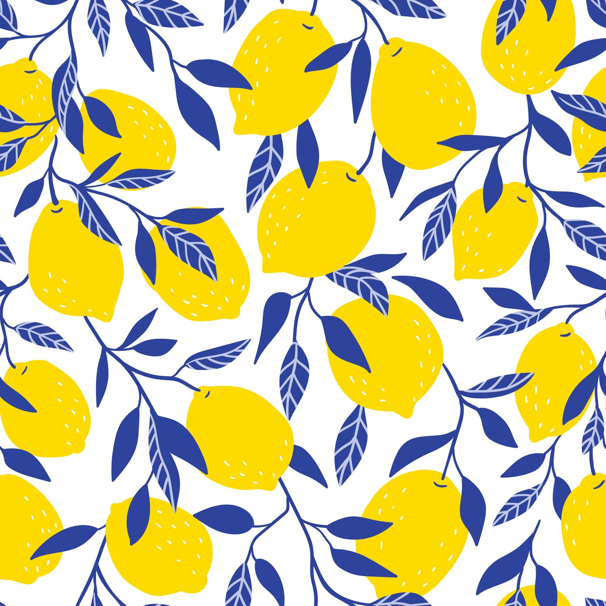 papier peint motifs citron et feuilles