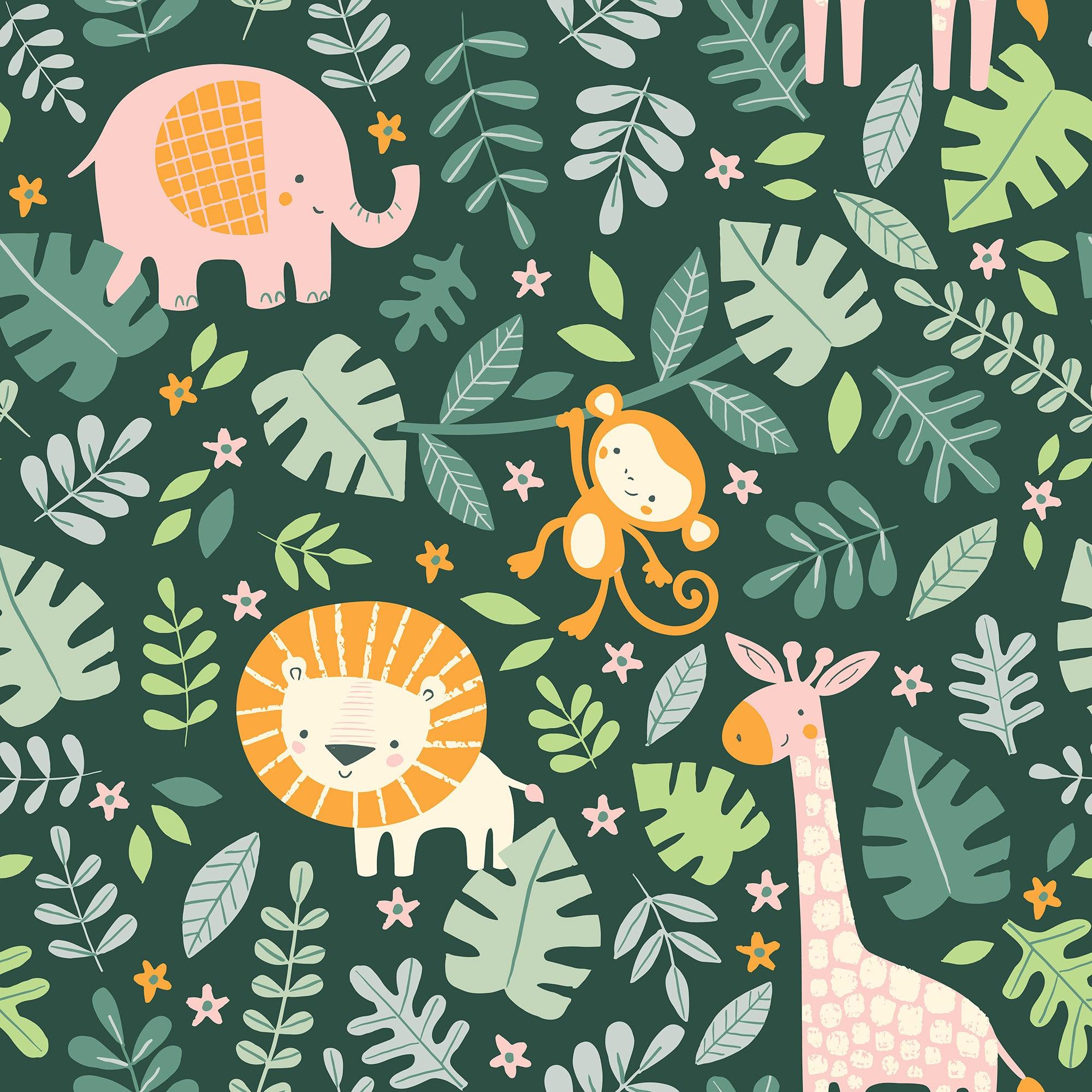Papier peint jungle et ses animaux Leon