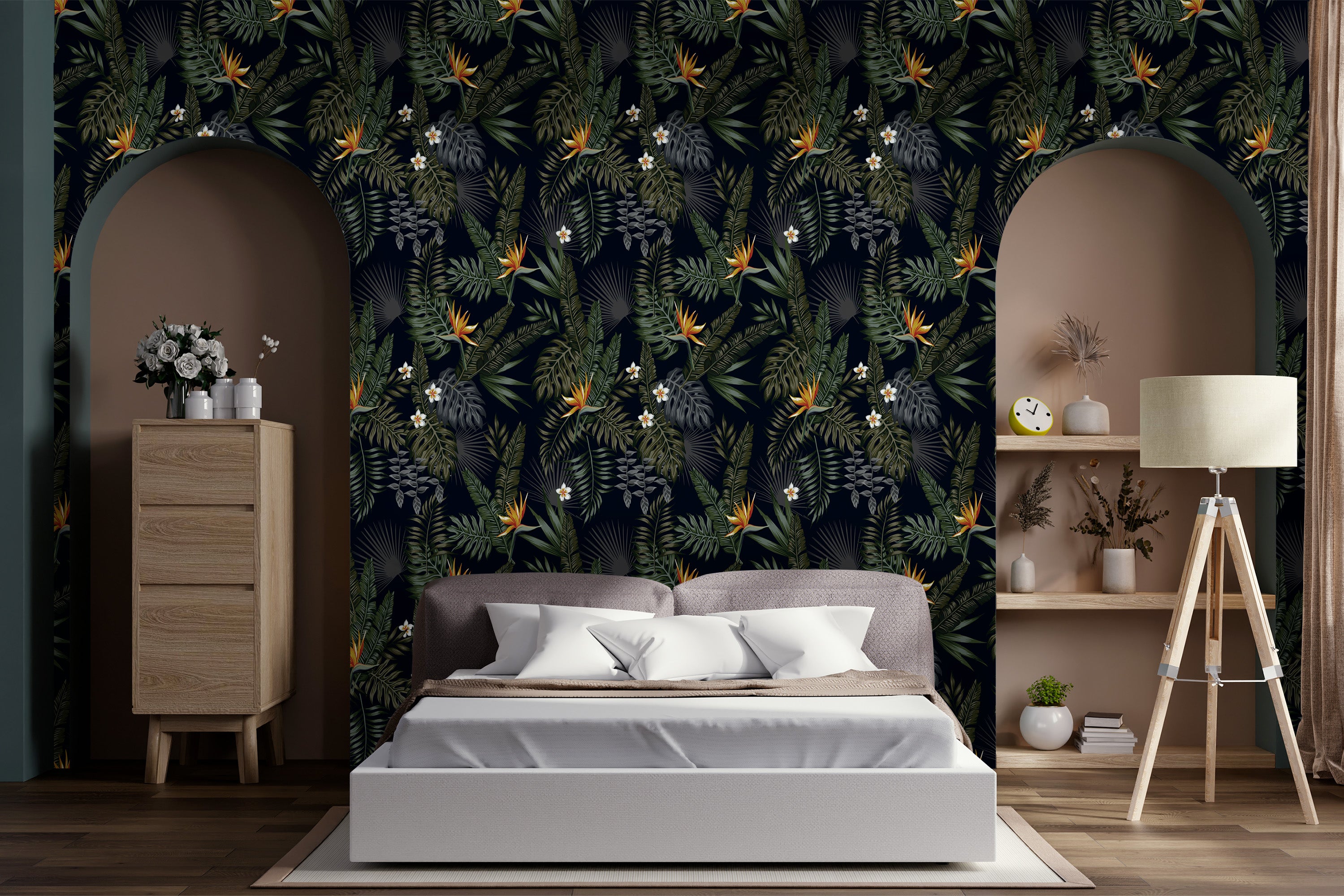 chambre papier peint tropical Loan