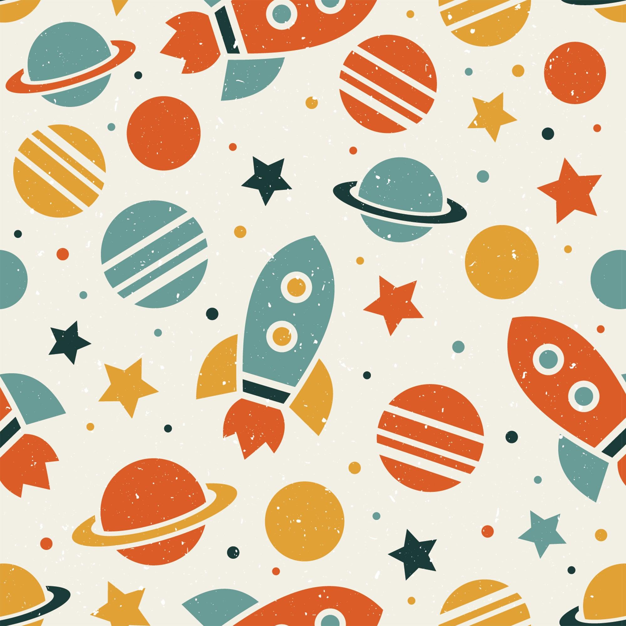 papier peint motifs enfants fusees planetes etoiles