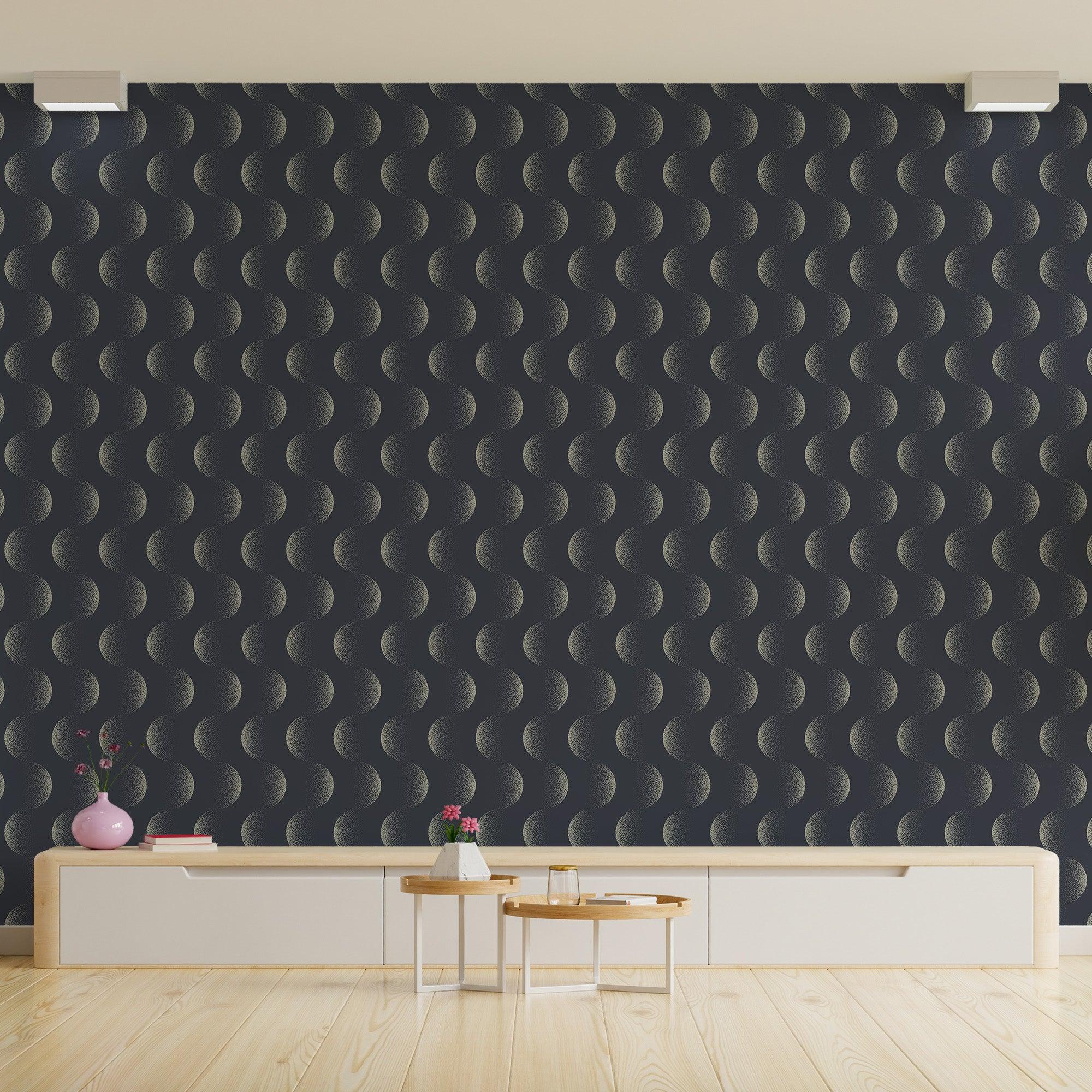 papier peint motifs modernes geometriques bleu
