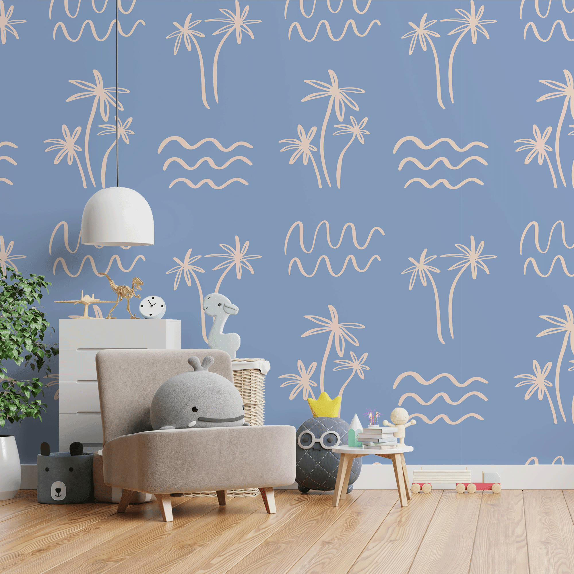 espace jeu papier peint palmier Moana