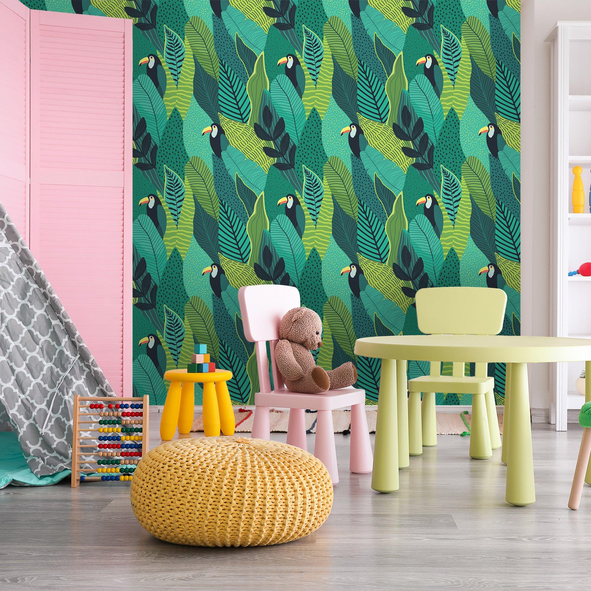 salle de jeux papier peint tropical Rafael