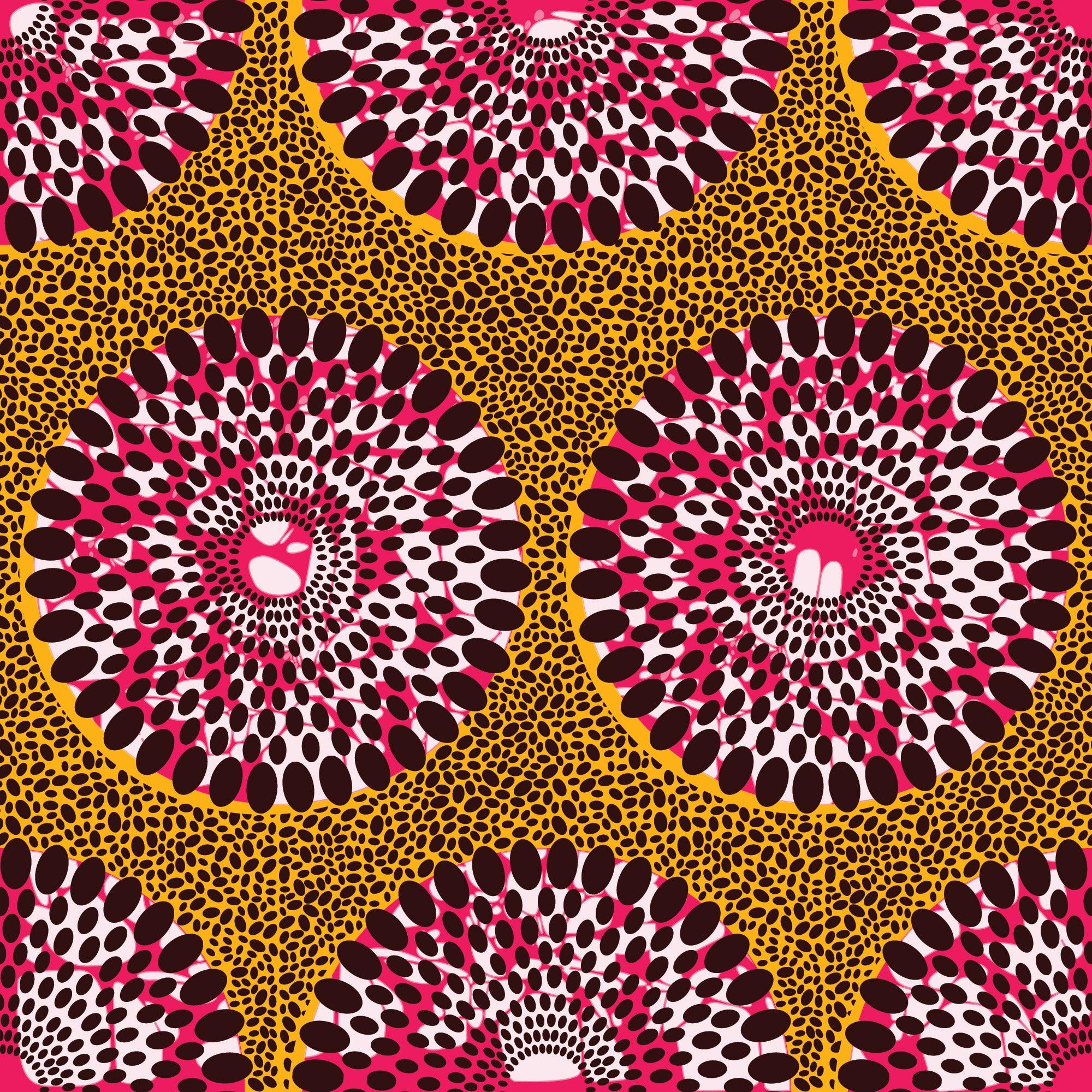 papier peint motifs africains jaune et rouge