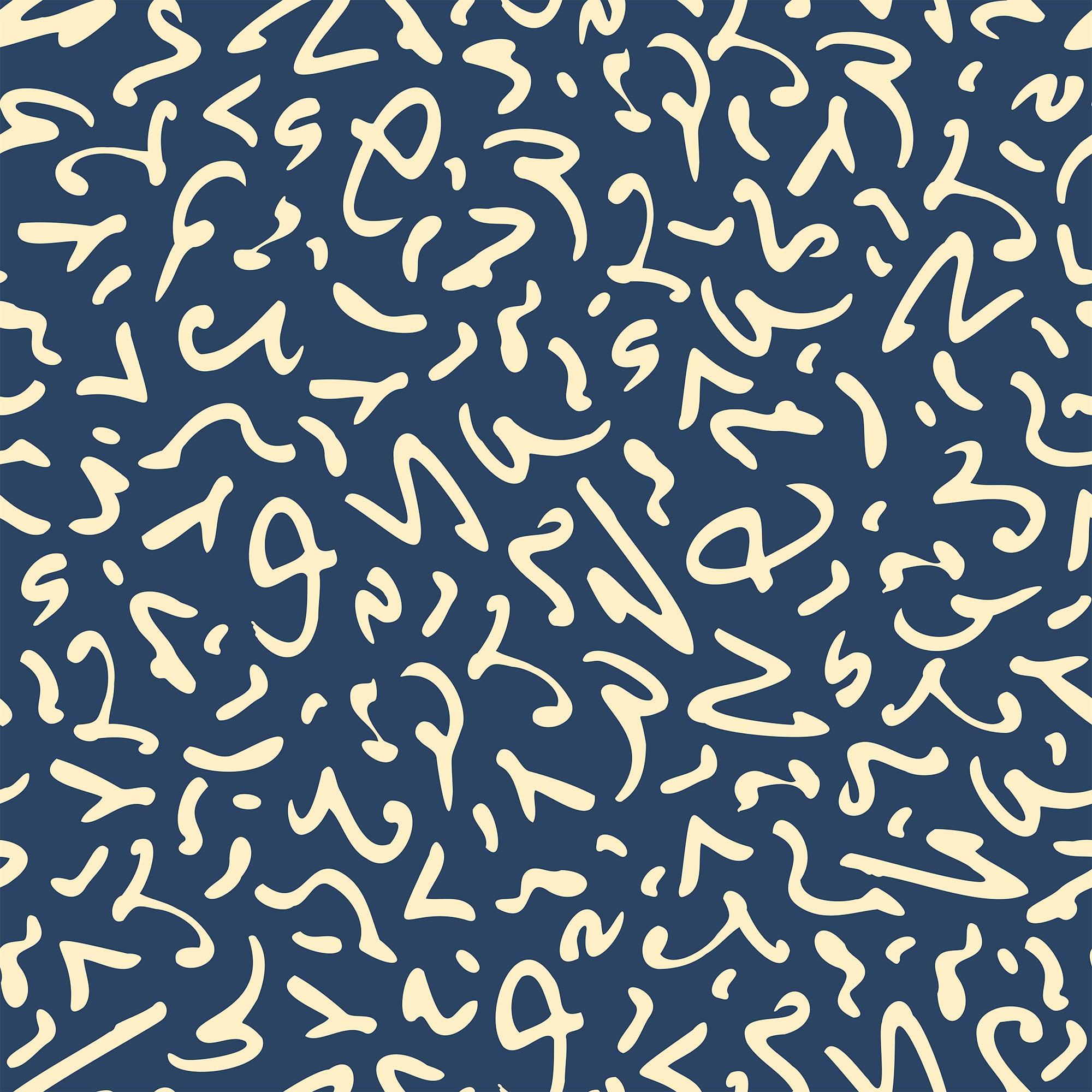 papier peint motifs abstraits organiques bleu et blanc