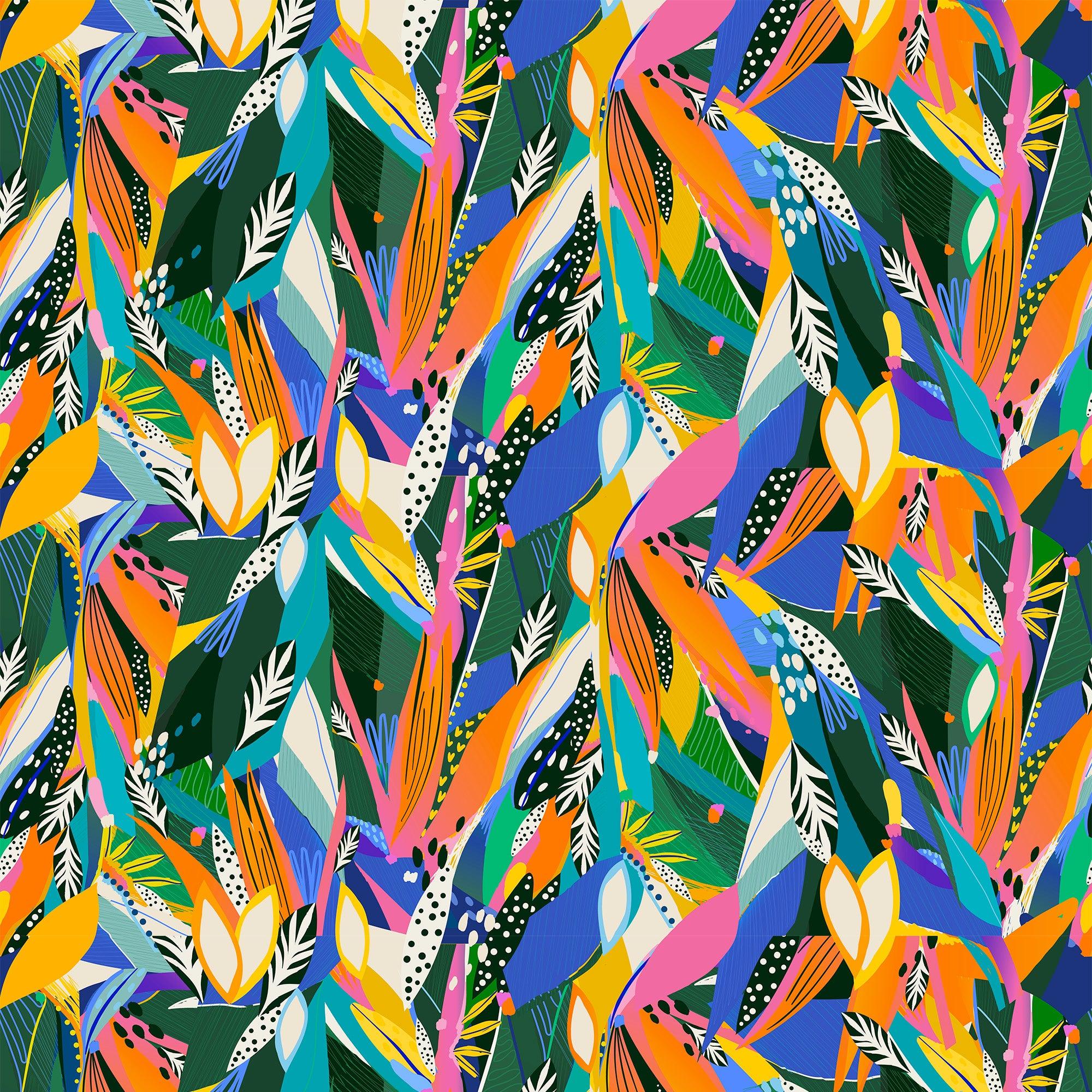 papier peint motifs plantes organiques colores