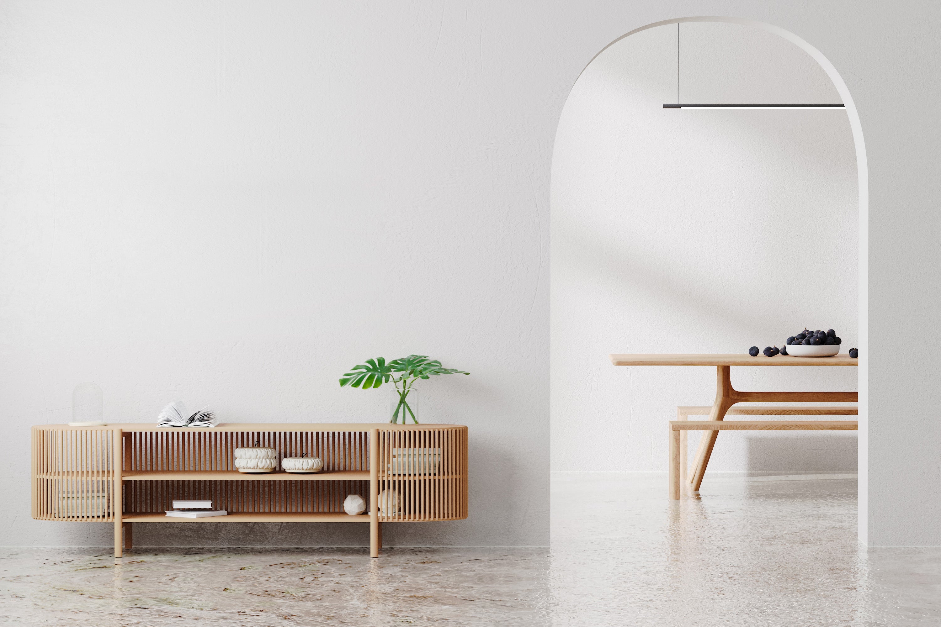 couloir blanc meuble bois