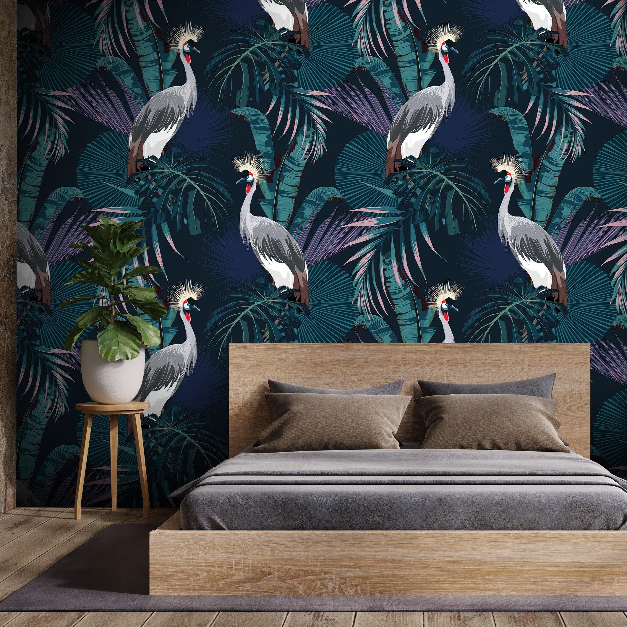 papier peint motifs tropicaux oiseaux