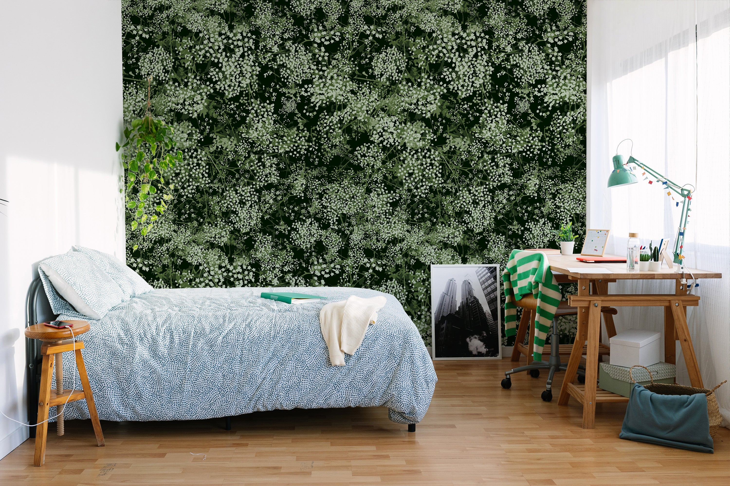 chambre papier peint floral Fleurette