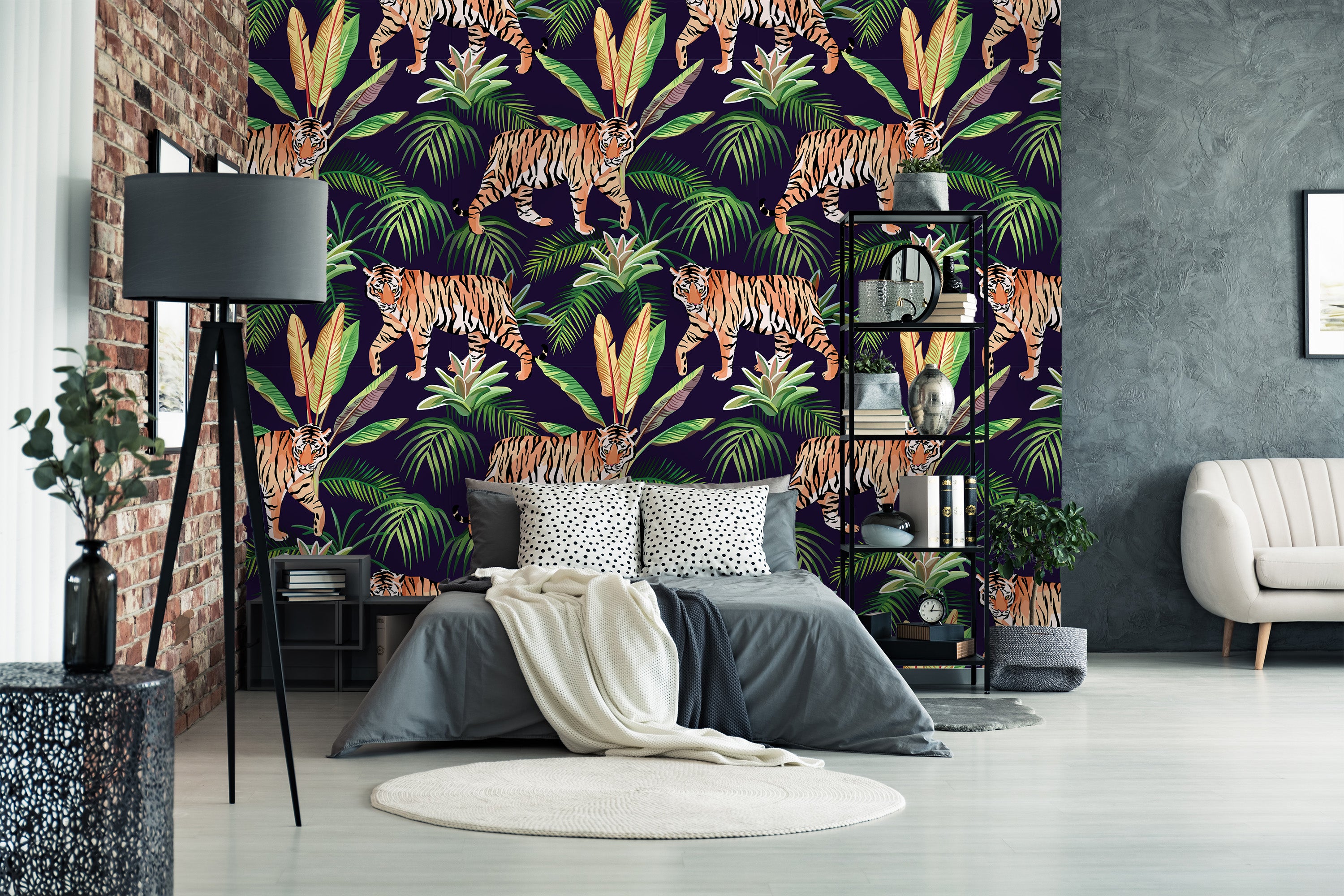 chambre papier peint tigre Khan