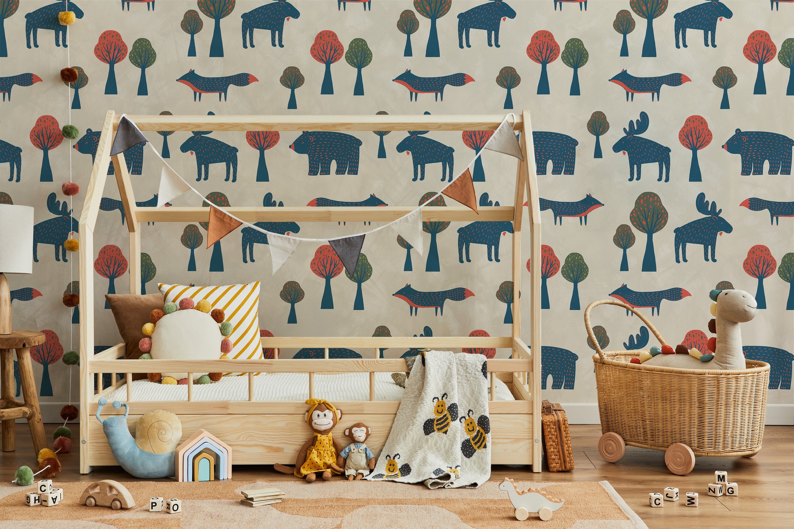 chambre enfant papier peint animaux Muche 