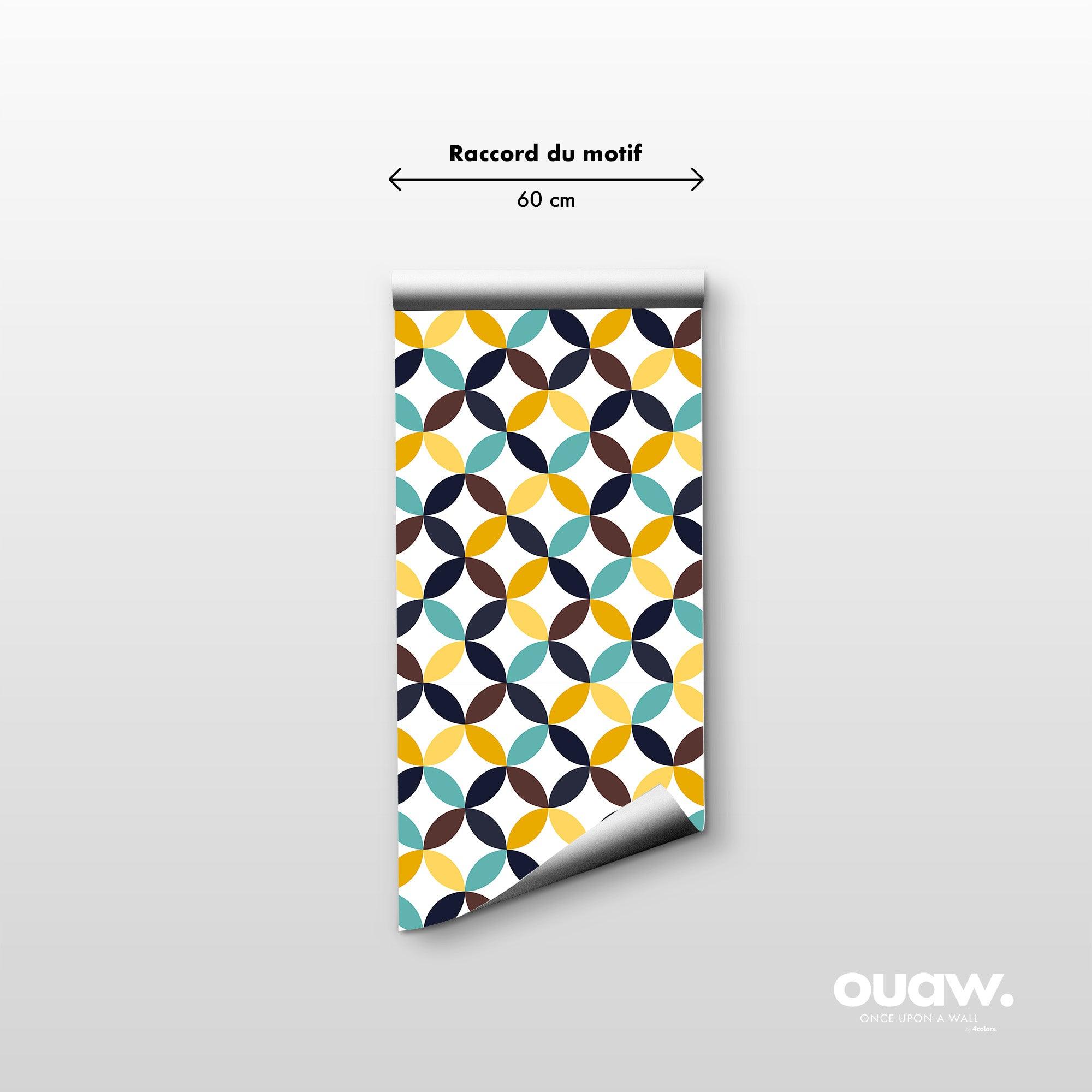 papier peint motifs geometriques ronds lé 60cm