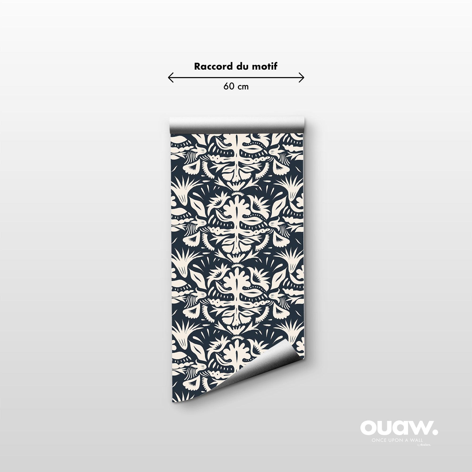 papier peint motifs organiques fleurs lé 60cm