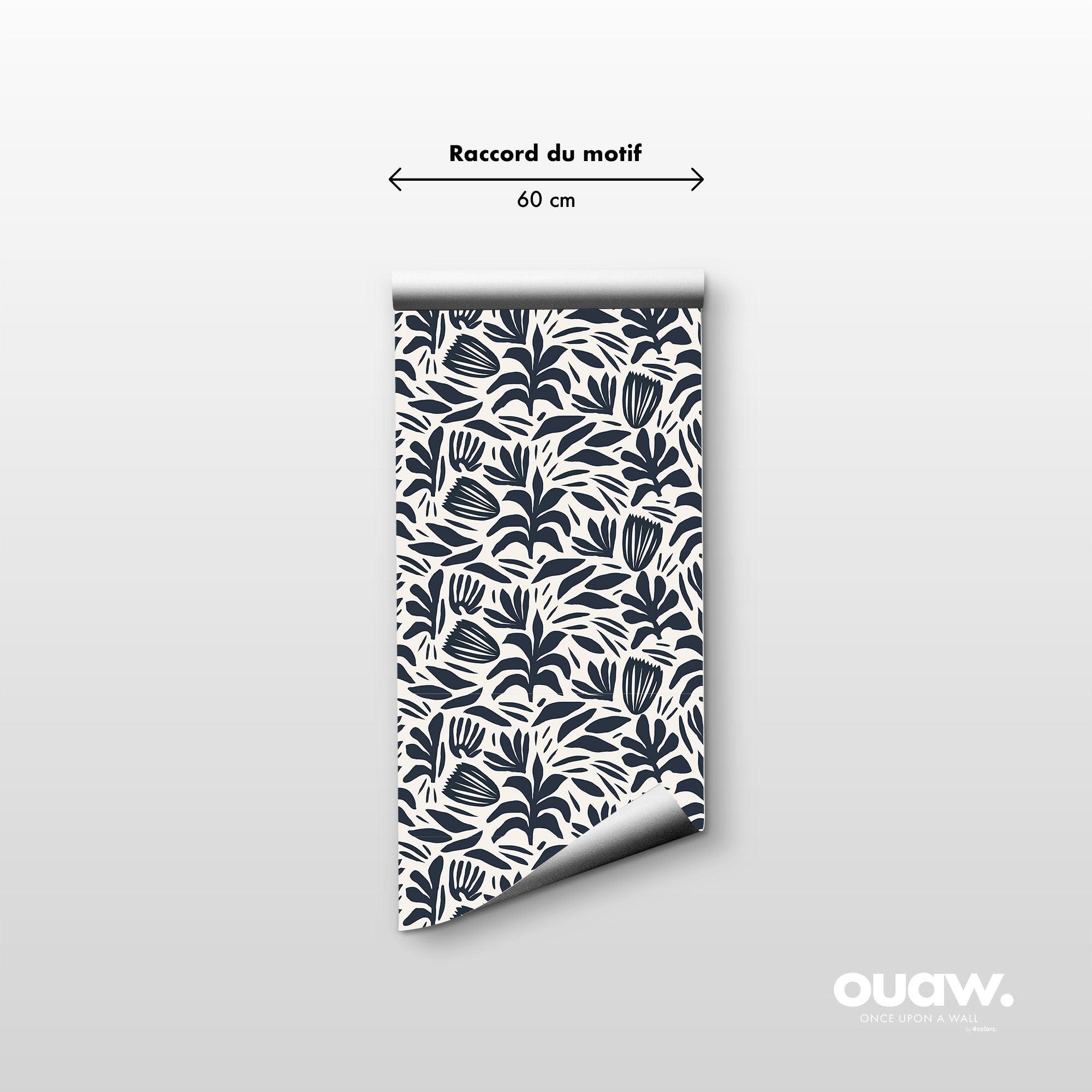 papier peint organique noir et blanc marsu lé de 60cm
