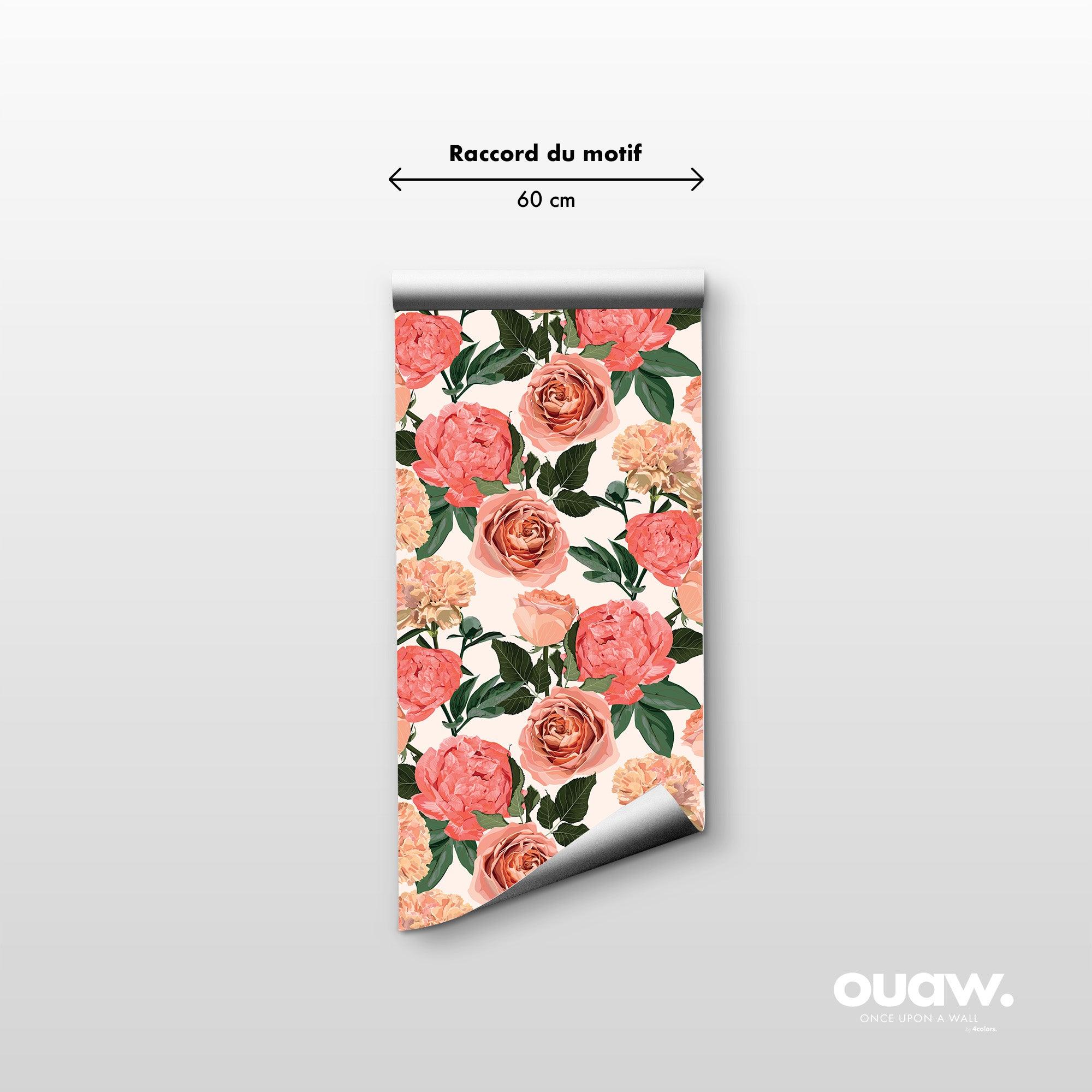 papier peint rose lé 60cm