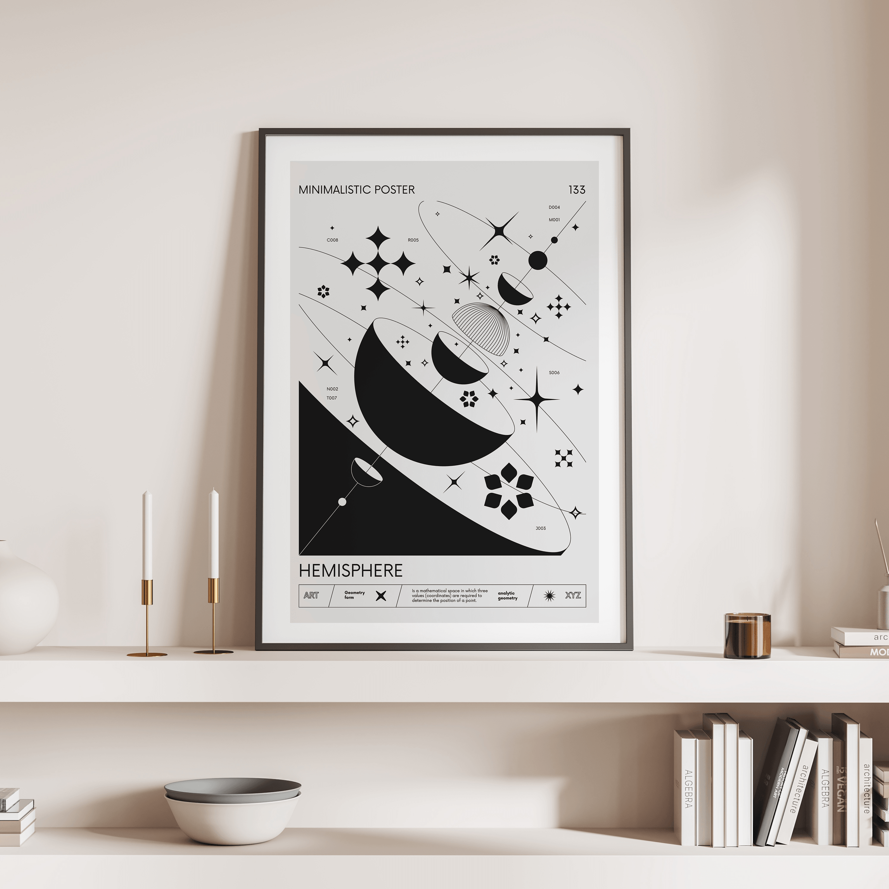 Affiche noir et blanc futuriste