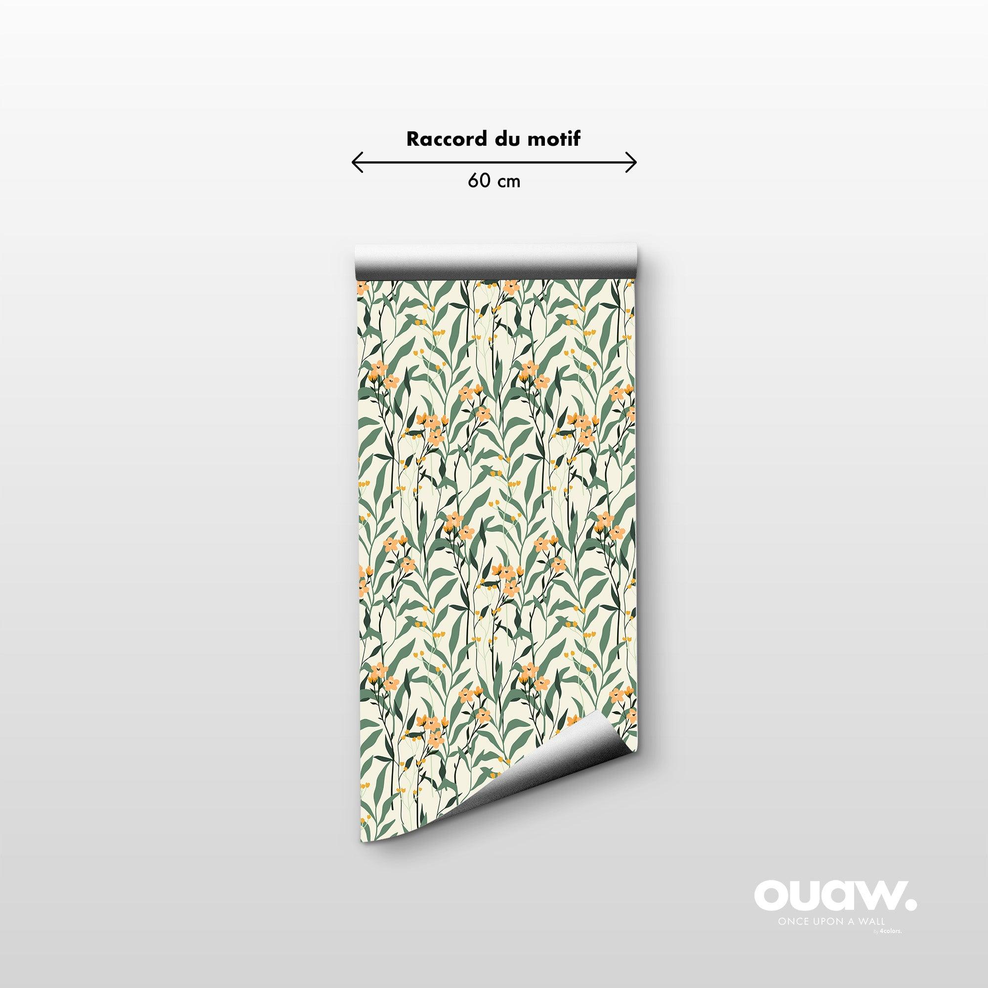 papier peint motifs fleurs Capucine lé de 60cm