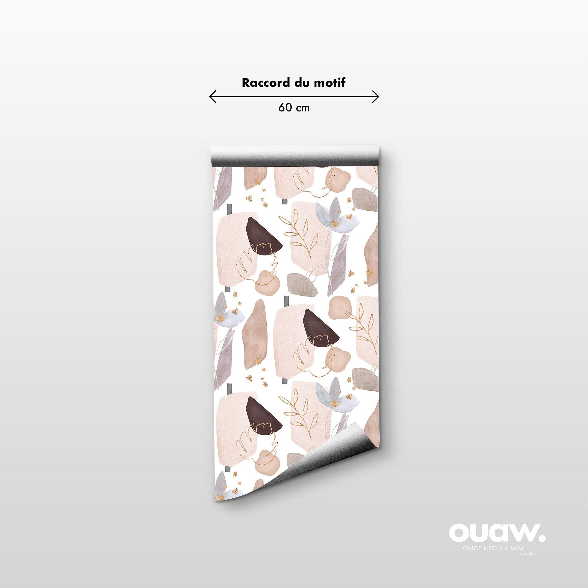 papier peint motifs artistiques rose