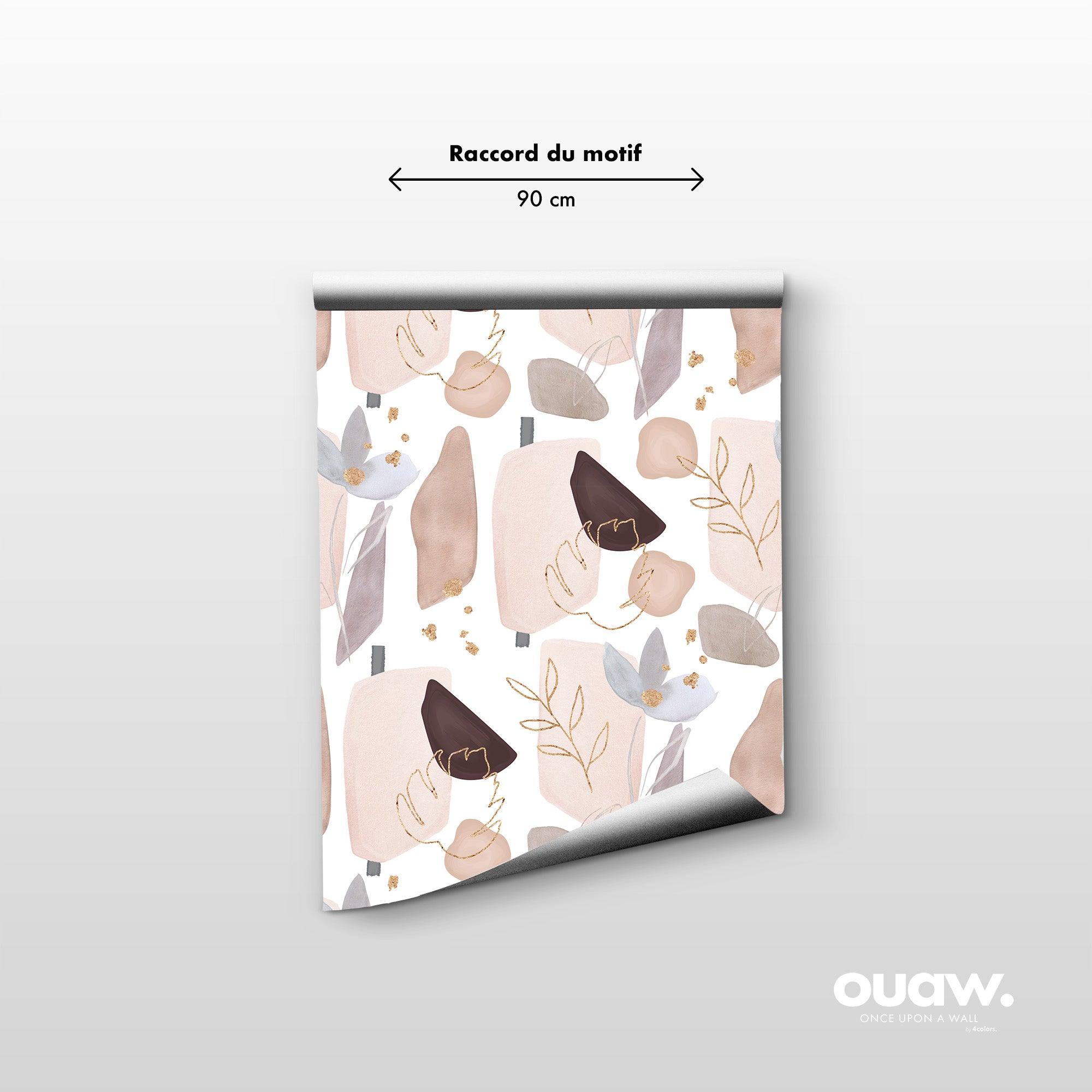 papier peint motifs artistiques rose
