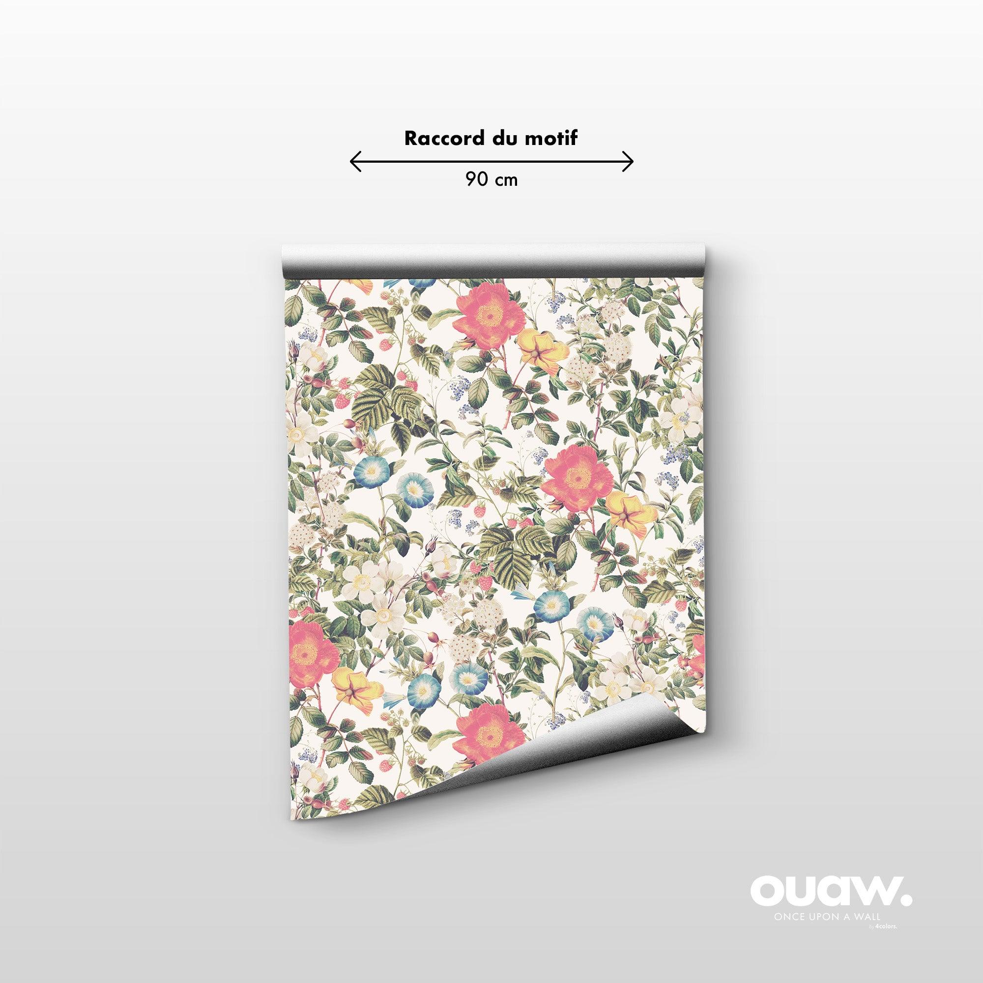 papier peint motifs fleurs et feuilles